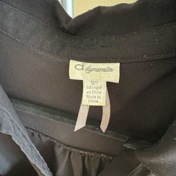 Dynamite Black Buttoned Notched Collar Blouse - Picture 3 of 3